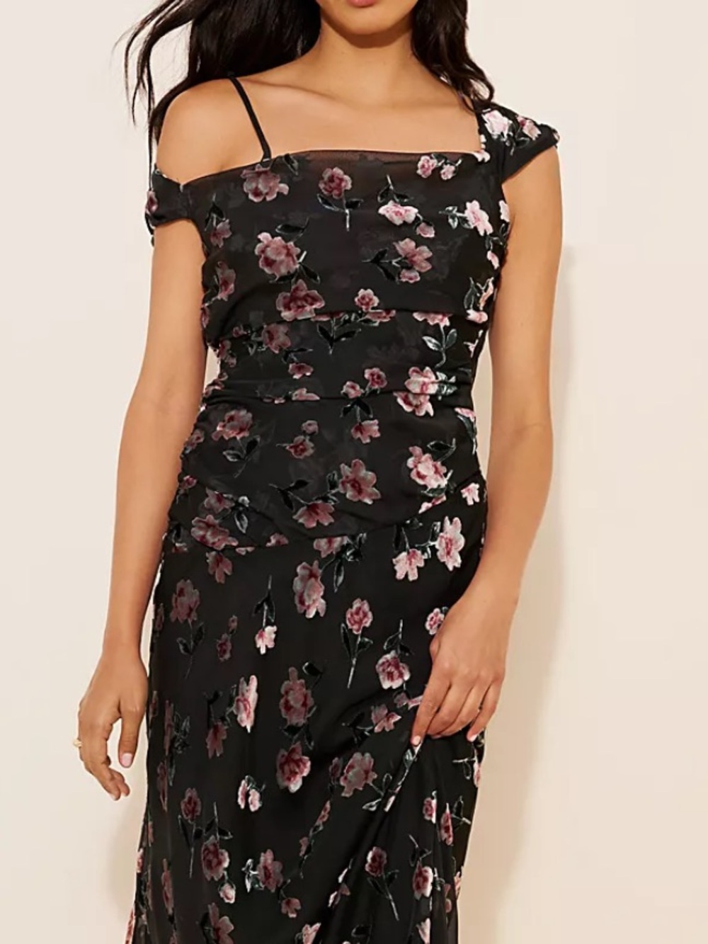 NWT For Love & Lemons Aigrette Burnout Floral Maxi Dress with Black Slip. Size S